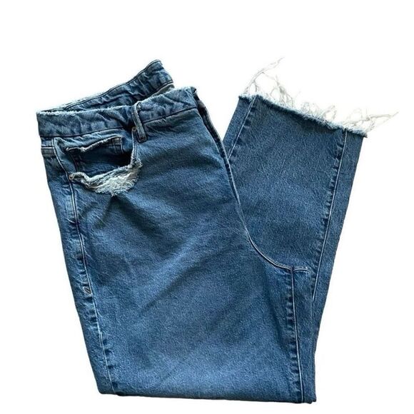 Good American Blue Women’s Slim Distressed High Rise Bohemian Denim Jeans SZ 20 - Picture 5 of 10